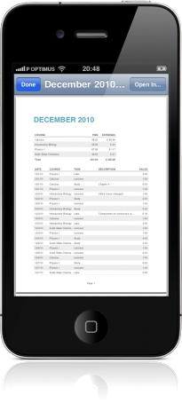 Student Time Tracker on the iPhone
